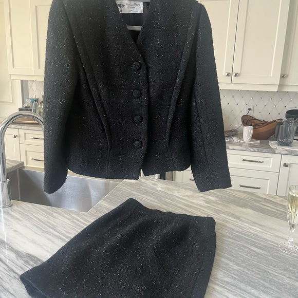 COPY - Vintage Anne de Villers Paris formal evening suit glittering boiled wool - Picture 7 of 17